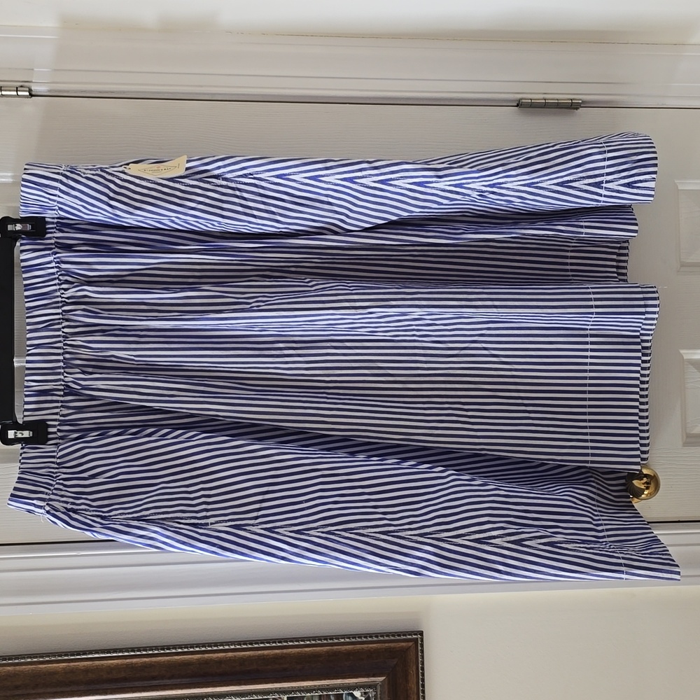 St. John's Bay Blue and White Striped Midi Skirt - Picture 4 of 13